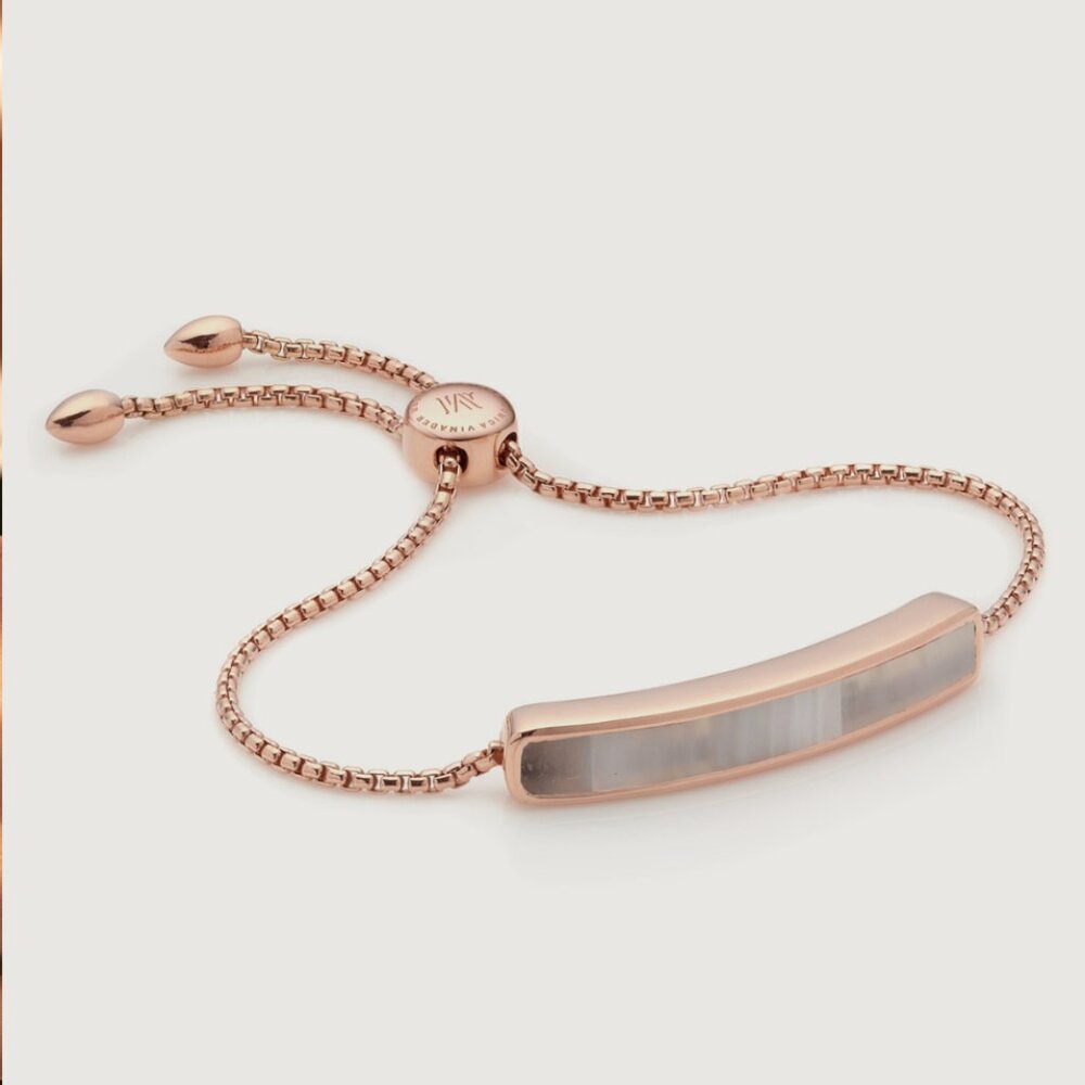 Monica Vinader Baja Bracelet, 18k Rose Gold/Grey Stone